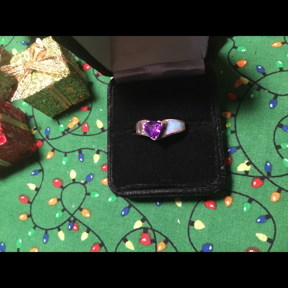 Sterling Silver With Amethyst & Fire Opal